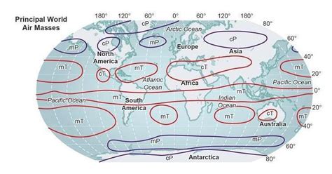 Study The Image A World Map Showing The Principal World Air Masses