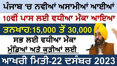 Punjab Latest New Govt Recruitment Punjab Bharti Punjab Govt