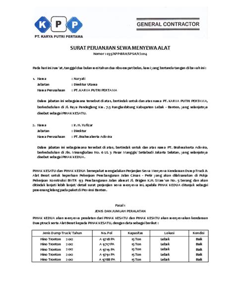 Detail Contoh Surat Dukungan Alat Berat Koleksi Nomer 13