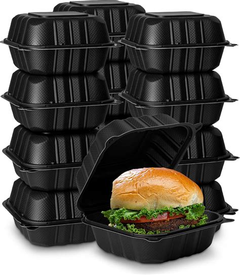 Buy Eco Friendly Meal Prep Containers 50 Pack 6x6x3 Black Disposable