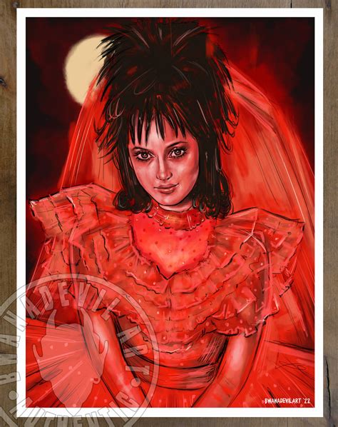 Lydia Deetz (Wedding dress) Beetlejuice 9x12 in. art prints | BwanaDevilArt