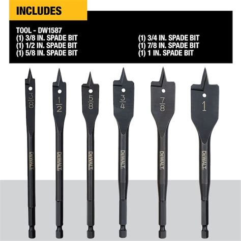 Dewalt 6 Piece X 7 12 In Woodboring Spade Drill Bit Set Dw1587 At