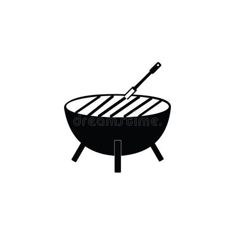 Iconos De Parrilla De Barbacoa Negra Vectorial En Fondo Blanco