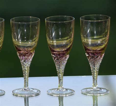 Vintage Purple Wine Glasses, Set of 5, Purple Wine Glass with Clear ...