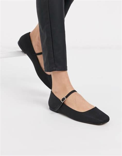 Asos Design Late Mary Jane Ballet Flats In Black Asos