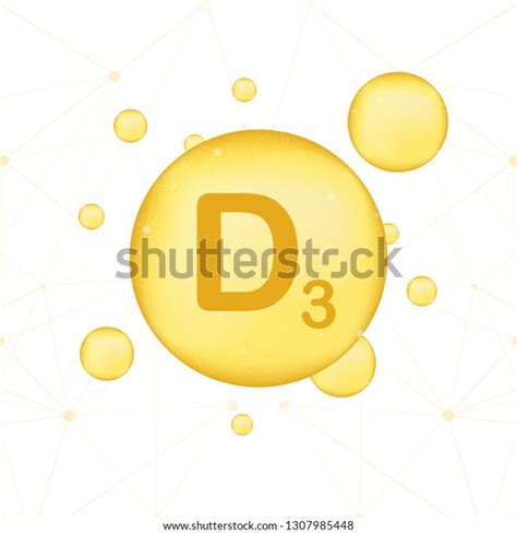 Vitamin D Gold Shining Icon Stock Vector Royalty Free