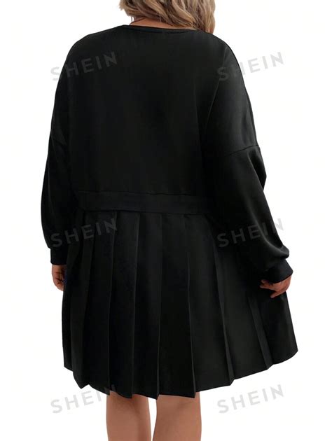 Shein Lune Robe Ample Manches Longues En Couleur Unie Avec Paules