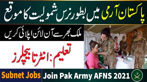 Join Pak Army Afns Jobs 2021 Armed Forces Nursing Service Jobs 2021