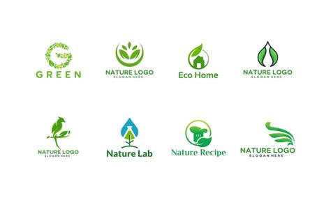 Conjunto De Logotipos De La Naturaleza Vector Premium