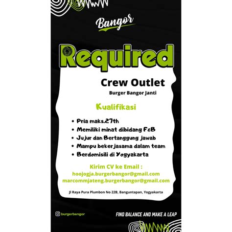 Lowongan Kerja Crew Outlet Quality Support Di Burger Bangor Group