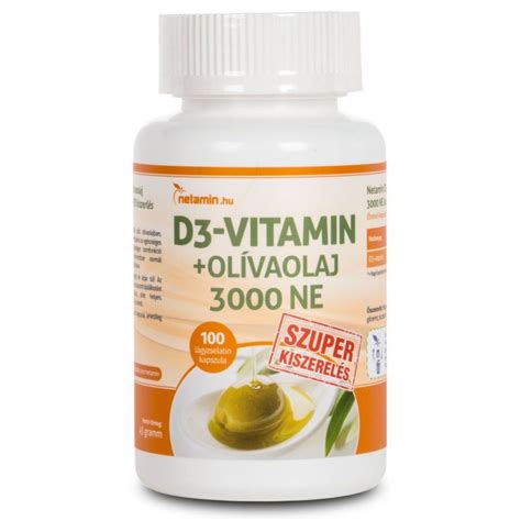 Netamin D3 vitamin olívaolaj 3000NE Szuper kiszerelés lágyzselatin