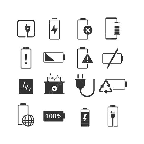 Battery And Charging Vector Icons Set Battery Icons Charging Icons