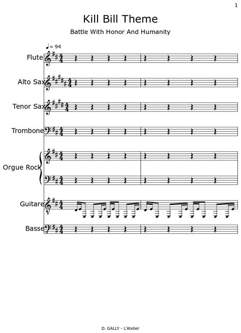 Kill Bill Theme - Sheet music for Flute, Alto Saxophone, Tenor ...