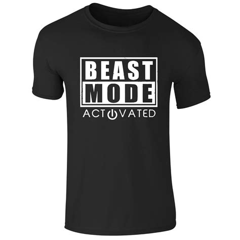 New Mens Beast Mode Activated Motivational Gymer Crew Neck T Shirt Top