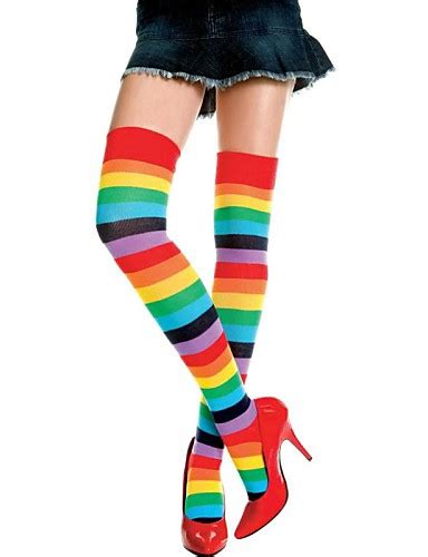 Womens Sexy Rainbow Colour Stripped Thight Stockings 1086943 2017 3 99