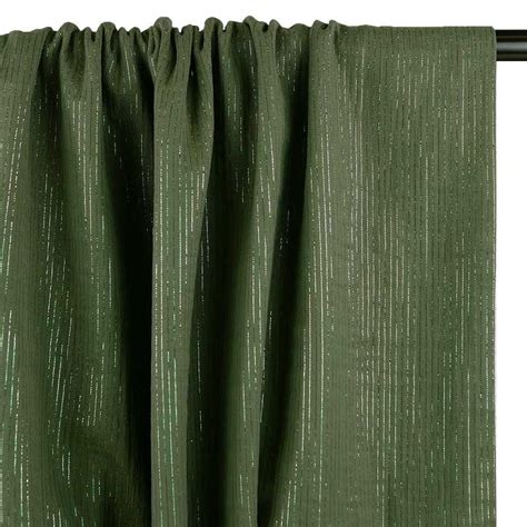 Tissu Double Gaze Rayures Lurex Vert