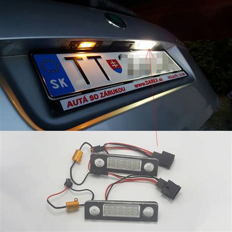 X Car Led License Plate Lights For Vw Skoda Octavia Z Roomster J