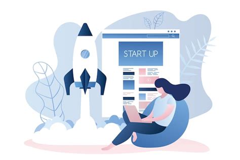 Premium Vector Web Page And Rocket Take Off Startup Project