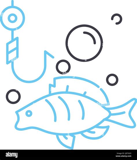 Fishing Fish Line Icon Outline Symbol Vector Illustration Concept