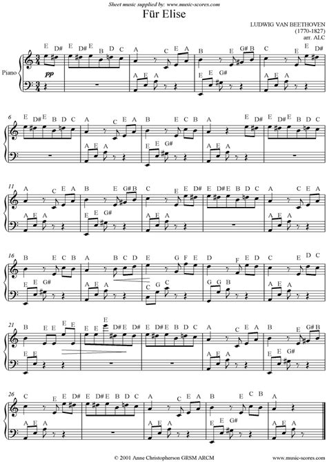 Fur Elise Printable Sheet Music