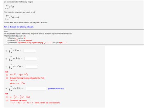 Solved 15 Points Consider The Following Integral