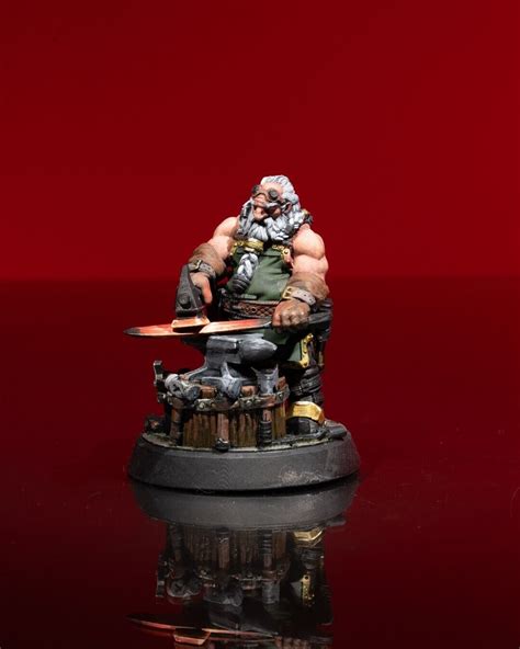 Dwarven Blacksmith Miniature Male Hammer Anvil D D DnD PathFinder