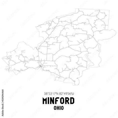 Minford Ohio. US street map with black and white lines. Stock Illustration | Adobe Stock