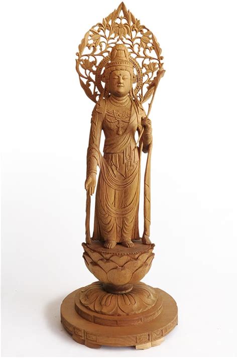 Compassion Goddess Kannon Bosatsu Vintage Japanese Hand Carved Wood