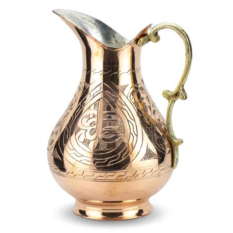 Turkish Copper Pitcher Hand Carved