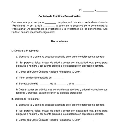 Contrato De Pr Cticas Profesionales Modelo Word Y Pdf