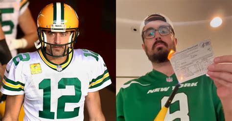 Jets Fan Burns His Vax Record Card For Aaron Rodgers