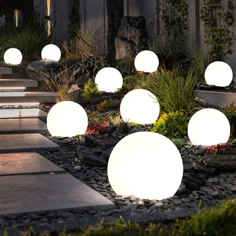 solar powered outdoor garden globe light set    cm diameter