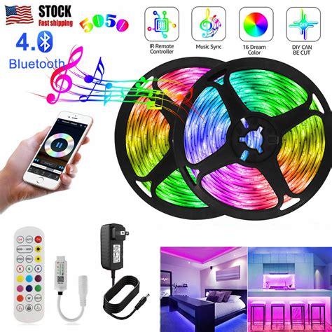 Led Strip Lights Ft Ft Music Sync Bluetooth Rgb Room Light