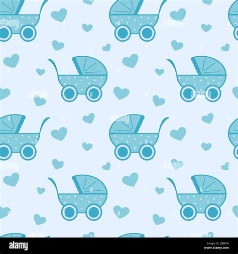 Cute And Lovely Blue Baby Background Seamless Vector Pattern Cartoon