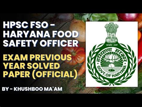 Hpsc Fso Haryana Food Safety Officer Exam Previous Year Paper Solved