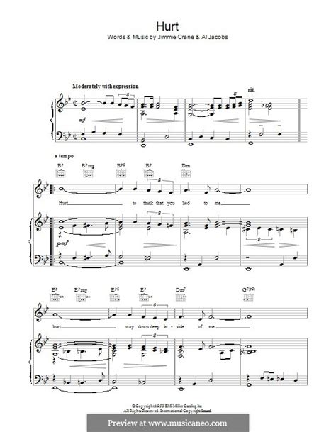 Hurt (Elvis Presley) by A. Jacobs, J. Crane - sheet music on MusicaNeo