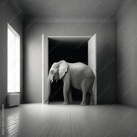 Metaphorical idiom of the elephant in the room. Concept for controversial issue that everyone ...