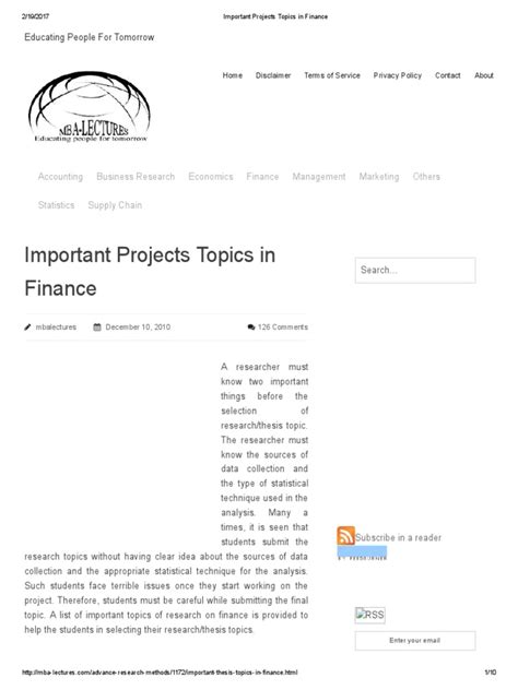 important projects topics  finance  stocks microfinance