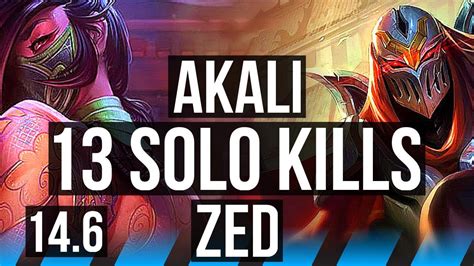 Akali Vs Zed Mid Solo Kills Games Kr Master Youtube