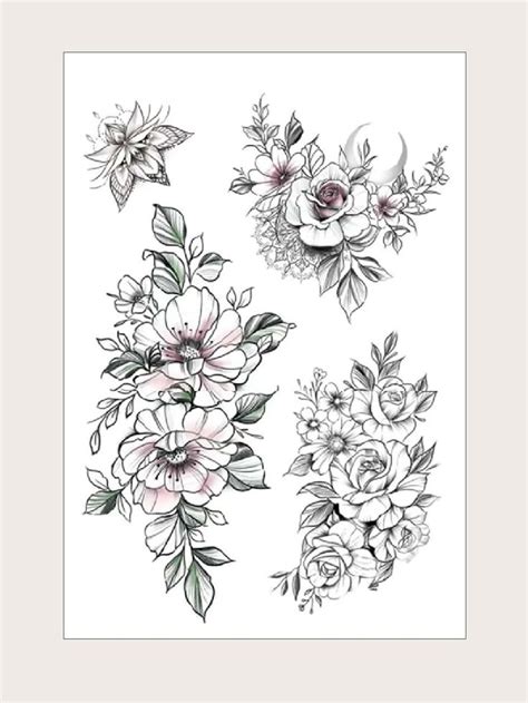 Sheet Flower Pattern Tattoo Sticker Tattoos For Women Flowers