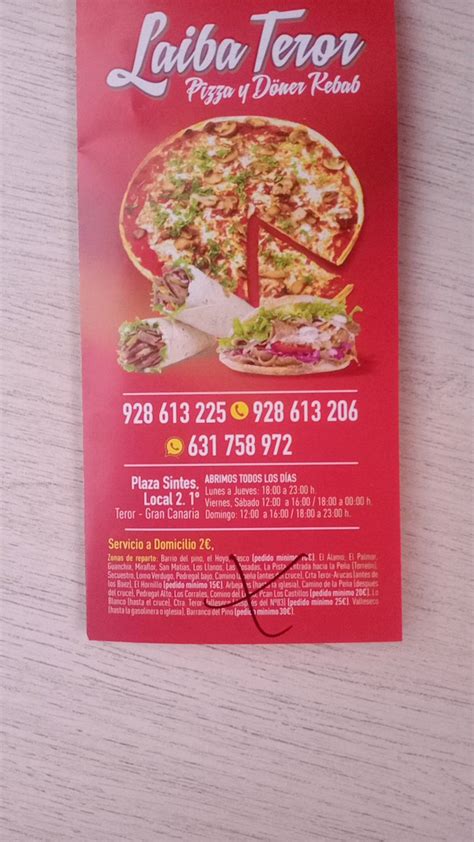 Carta Del Restaurante Laiba Pizza Y Doner Kebab Teror