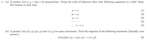 Solved 1 A 5 Points Let P Q R And S Be Propositions Chegg