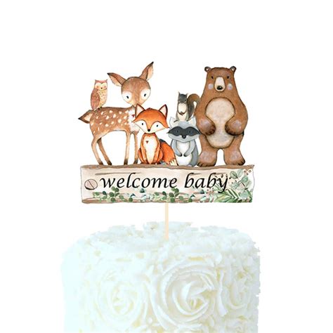 Buy HEETON Woodland Baby Shower Cake Topper Welcome Baby Fox Deer Theme