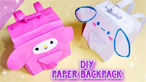 Diy Sanrio Origami Paper School Bag Diy Origami Backpack Cinnamoroll