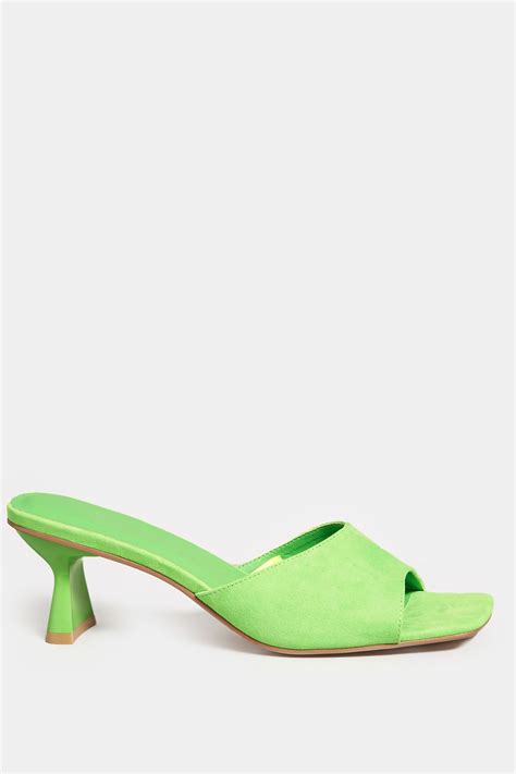 Yours Green Kitten Heel Mule In Wide E Fit Extra Wide Eee Fit Yours