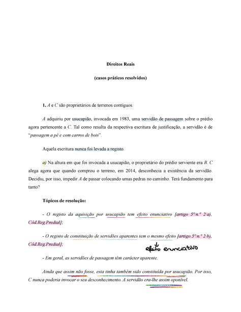 Direitos Reais casos pr Ãticos resolvidos Direitos Reais casos