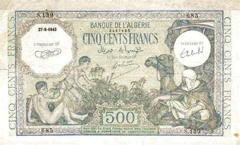 Billete Francs Argelia Foronum