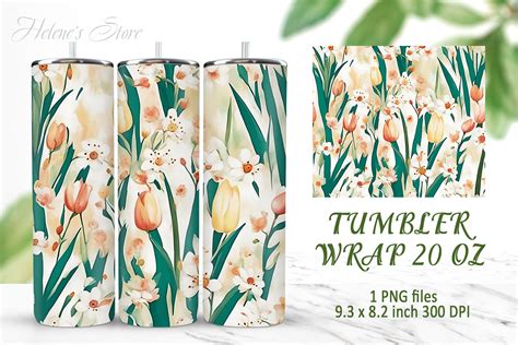 Flowers Pattern Tumbler Wrap Sublimation Graphic By Helenes Store · Creative Fabrica