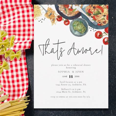 Watercolor Italian That S Amore Rehearsal Dinner Invitation Zazzle