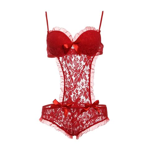 Plus Size M L Xl 2xl 3xl Nightwear Red Sexy Lingerie Sets Women Lace